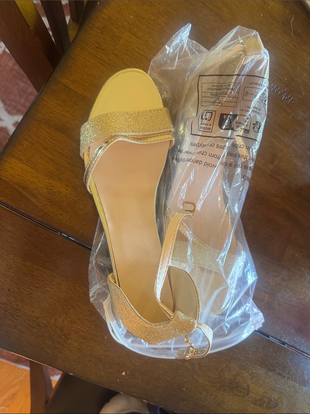 Sparkle Gold Ankle-Strap Sandals for Women
